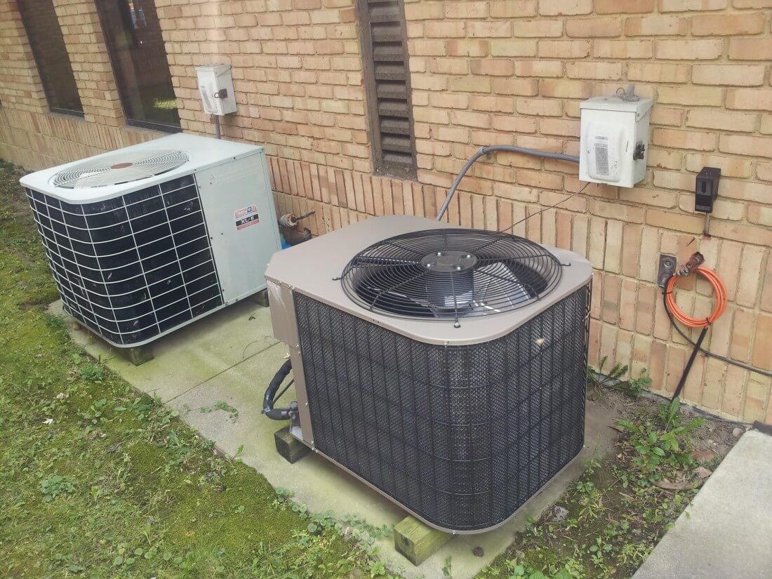 Two AC unit installed by Hearthside Heating Inc.